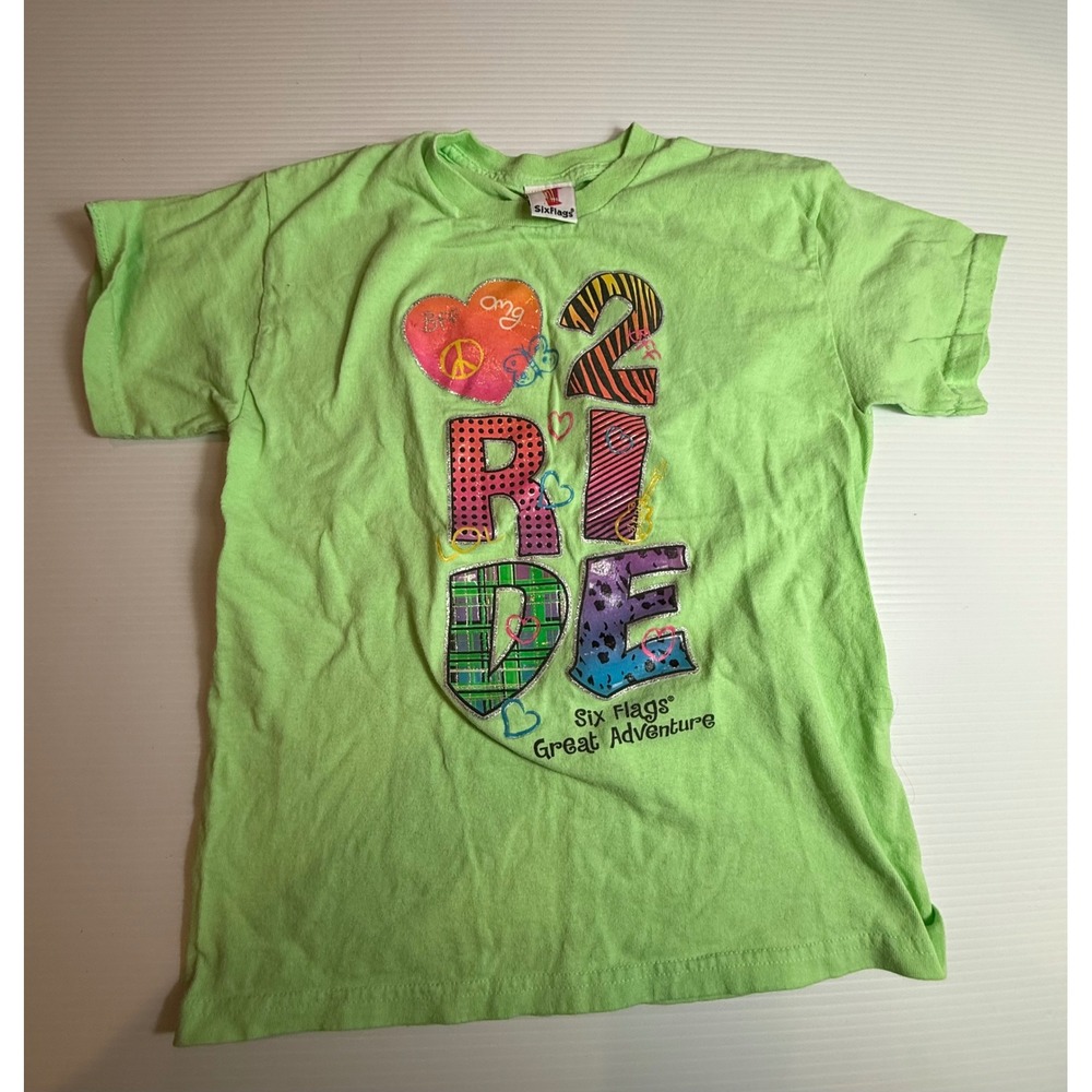 Six Flags Great Adventure Kids One‎ 2 Ride Graphic T-Shirt Large